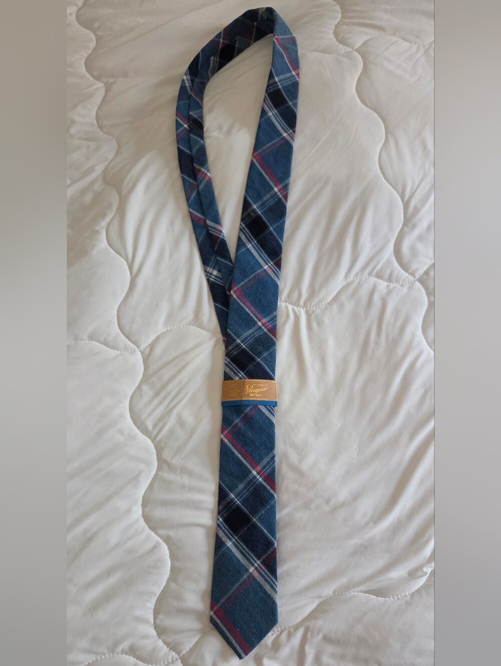 Men's Penguin Skinny Necktie New With Tags Plaid